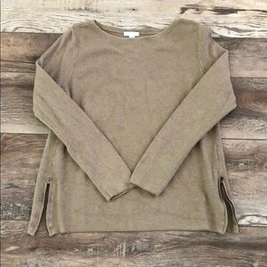 J Jill Taupe Zipper Side Boatneck Sweater Size S